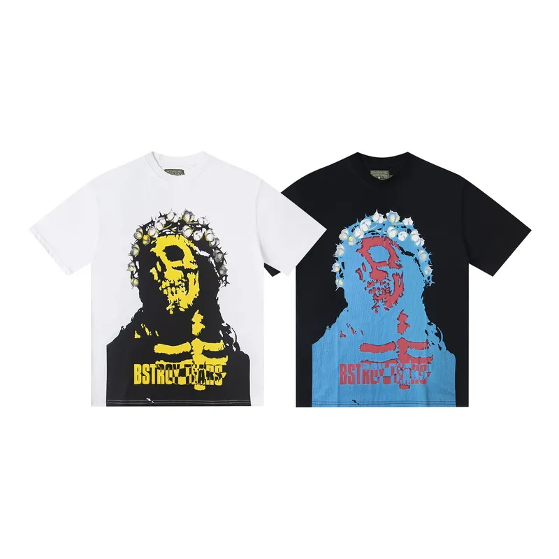 D309# DENIM TEARS Kapok classic pure cotton loose unisex white short-sleeved T-shirt 14 p110 S-XL black, white